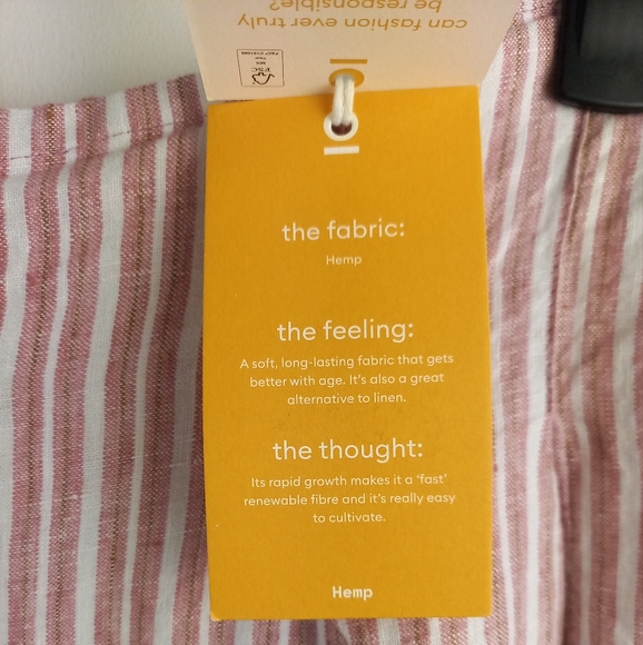 Thought Azalea Striped Pleated 100% Hemp Culottes in Blush Pink - Picture 4 of 8